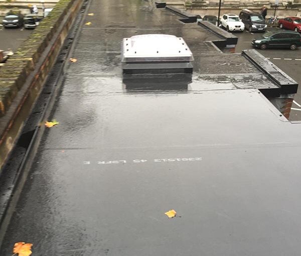 Flat roof black colour resurfaced with Sky light